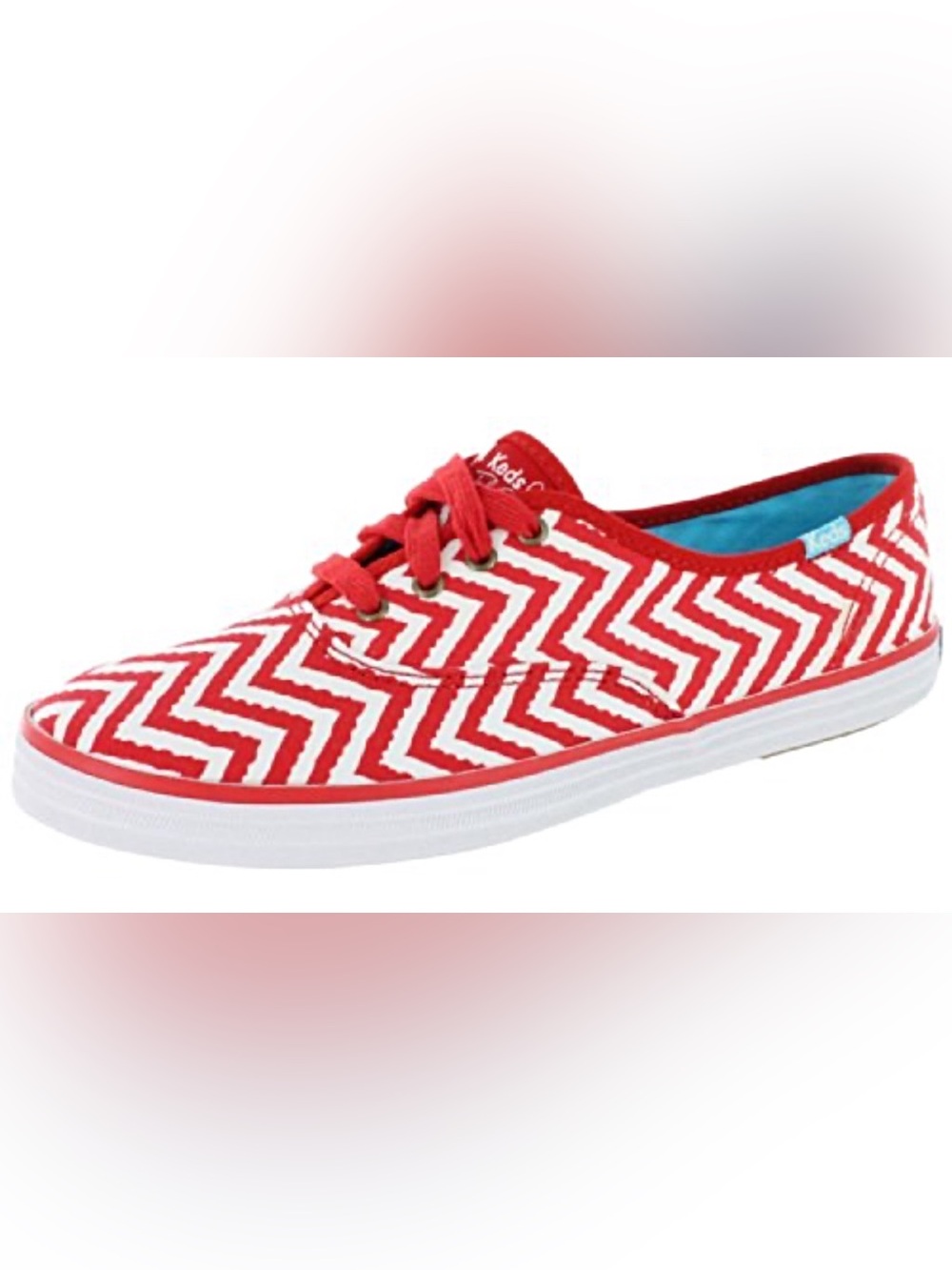 Keds Red and White Chevron Canvas Sneaker